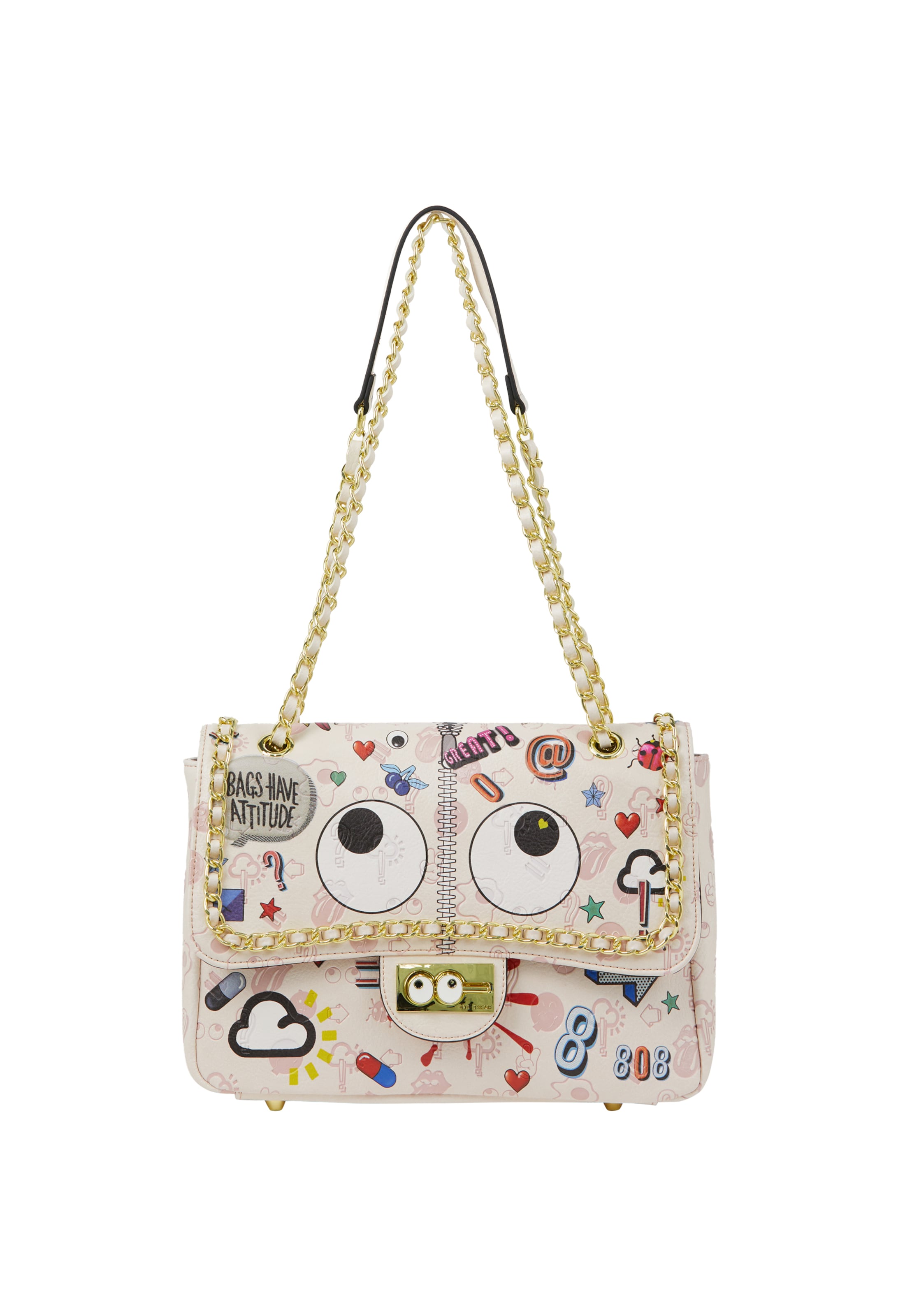 MYMO Torba za na rame 'Pop Eyetheme' u pastelno roza / tamno crvena / crna / bijela, Pregled proizvoda