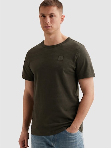 PME Legend Koszulka 'T-shirt with jacquard stripe pattern' w kolorze zielony: przód