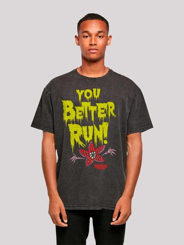 F4NT4STIC Shirt 'Stranger Things You Better Run Netflix TV Series' in Black: front