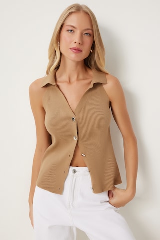 Happiness İstanbul Вязаная жилетка в Бежевый