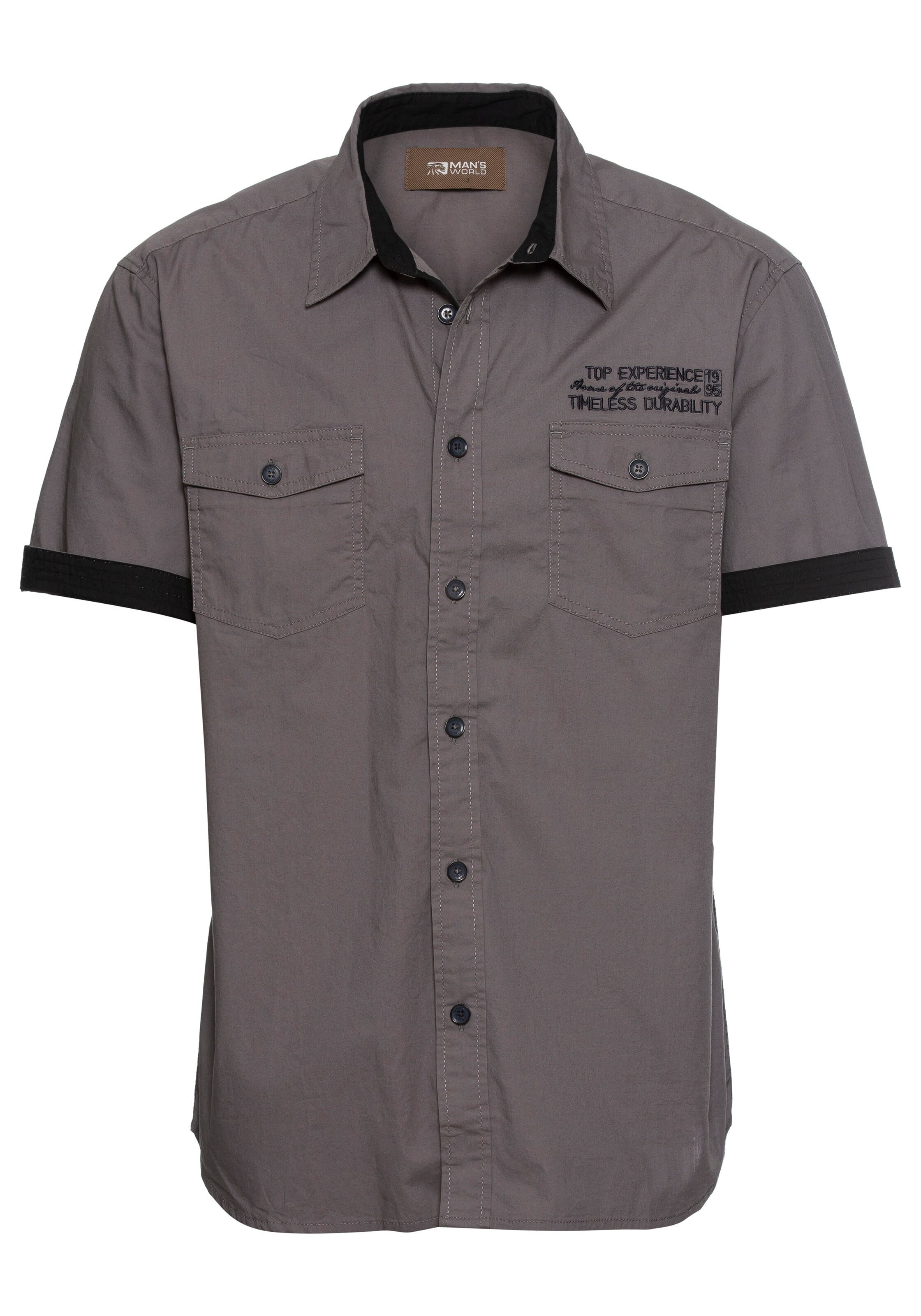 Man's World Hemd in Grau: Vorderseite