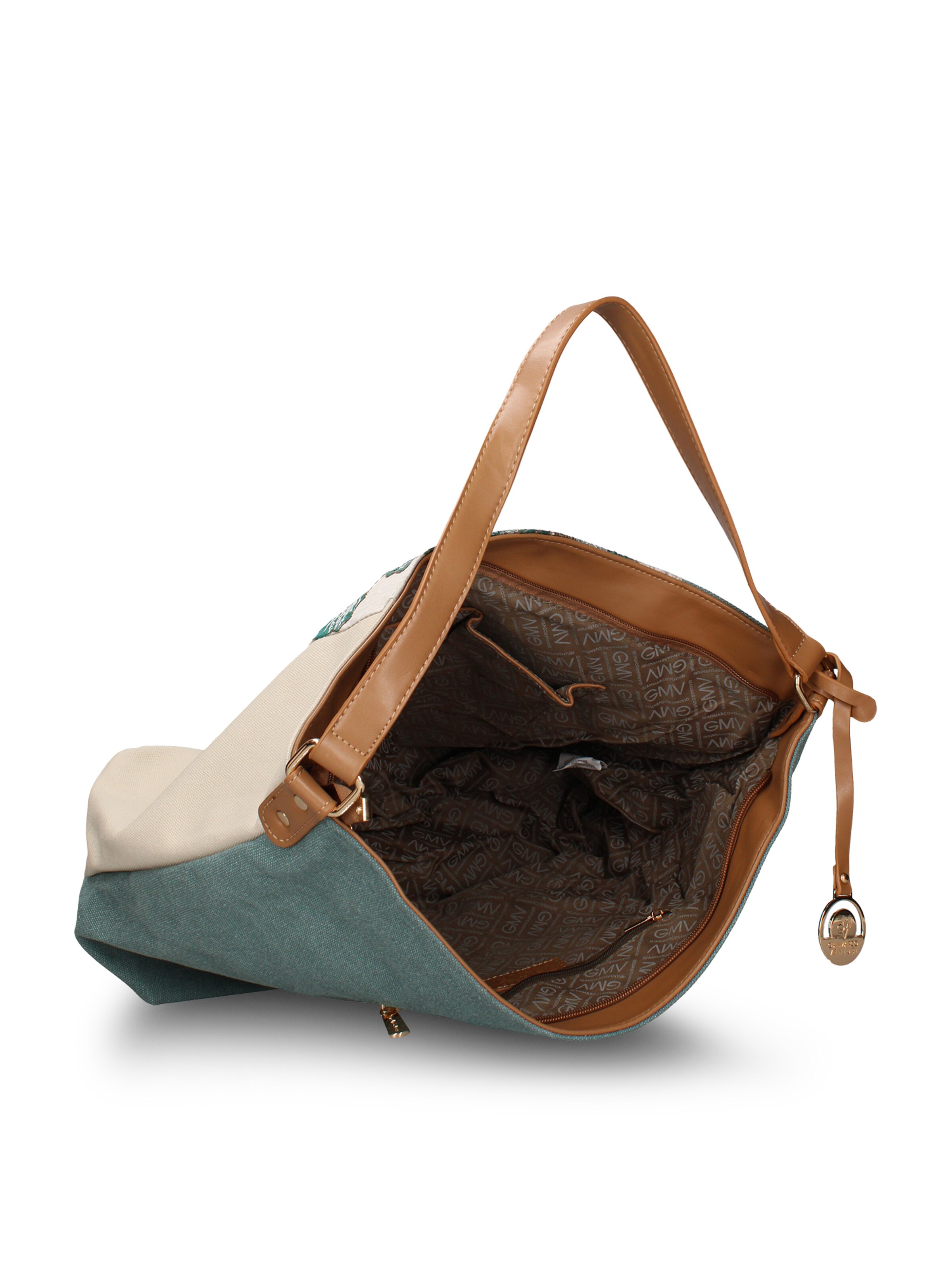 Borsa a mano 'Borsa a tracolla Gianmarco Venturi Alizé pelle vegana bicolore stampa floreale' di GianMarco Venturi in verde