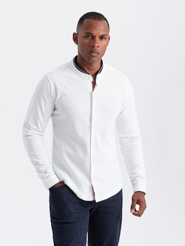 Ombre Slim fit Button Up Shirt 'OM-SHCS-0178' in White: front