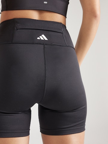 ADIDAS PERFORMANCE Skinny Workout Pants 'Dailyrun 3-stripes 5-inch' in Black