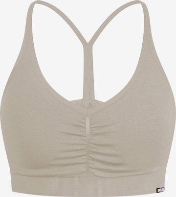 Smilodox Bustier Sport BH ' Solid Scrunch ' in Grau: Vorderseite