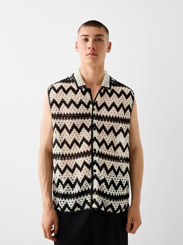 Bershka Knit Cardigan in Black: front