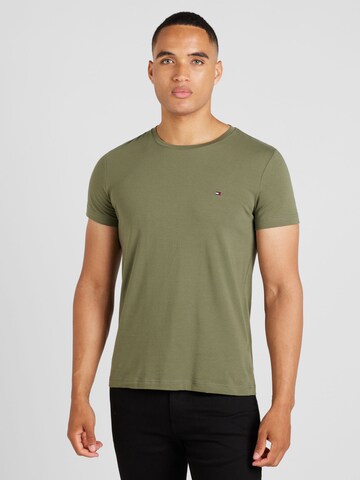 TOMMY HILFIGER Slim fit T-shirt i grön: framsida