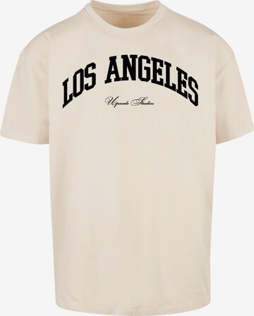 T-Shirt 'L.A. College' MT Upscale en beige : devant