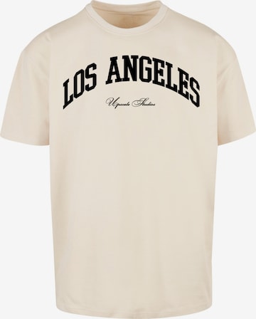 T-Shirt 'L.A. College' MT Upscale en beige : devant