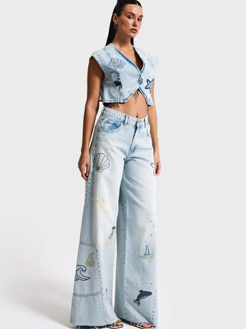 IT'S BASIC Wide leg Jeans 'RHINESTONE PALAZZO MID RISE JEANS' in Blauw