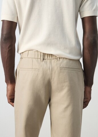 MANGO MAN Slim fit Pleat-Front Pants 'Romelino' in Beige