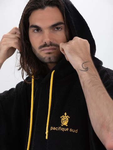 Pacifique Sud Athletic Robe 'Poncho Surf - Einheitsgröße - Tencel - Mit Ärmeln' in Black