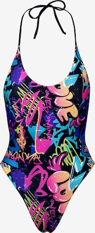 Kalaia Bustier Uimapuku 'Grafiti' värissä musta: etupuoli