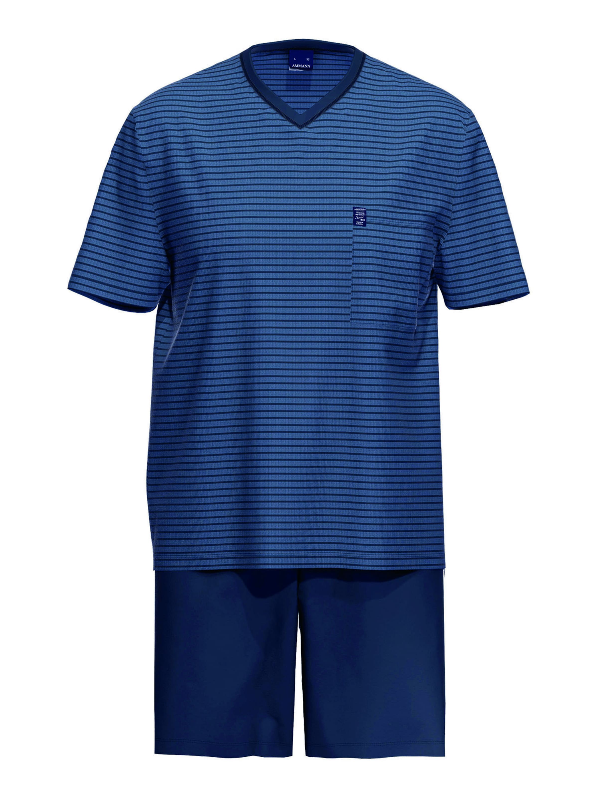 Pyjama court ' Jeans Ringel ' Ammann en bleu : devant