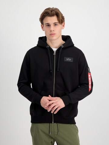 ALPHA INDUSTRIES Zip-Up Hoodie in Black