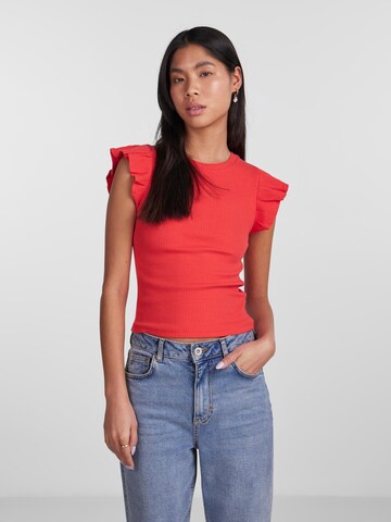 PIECES T-Shirt 'TEGAN' in Rot: Vorderseite