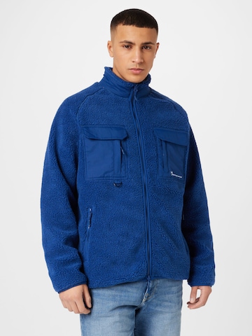 KnowledgeCotton Apparel Fleece jas in Blauw: voorkant