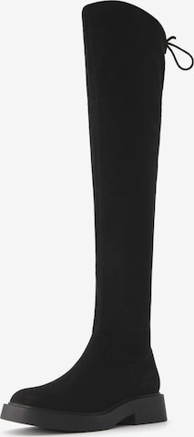 Cizme peste genunchi de la Bershka pe negru: față