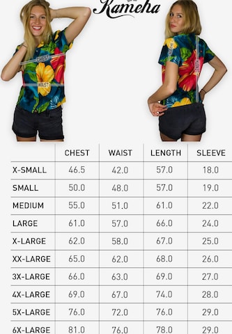 King Kameha Blouse 'Big Flower' in Green: front