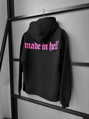 Kleidermafia Sweatshirt 'Oversize Made in Hell Hoodie - Black and Lila' in Black