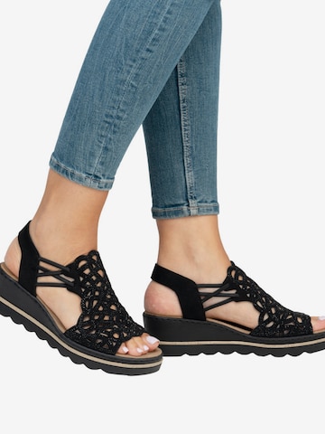 Rieker Sandalen met sleehak - black/zwart Rieker Sandalen met sleehak - black/zwart