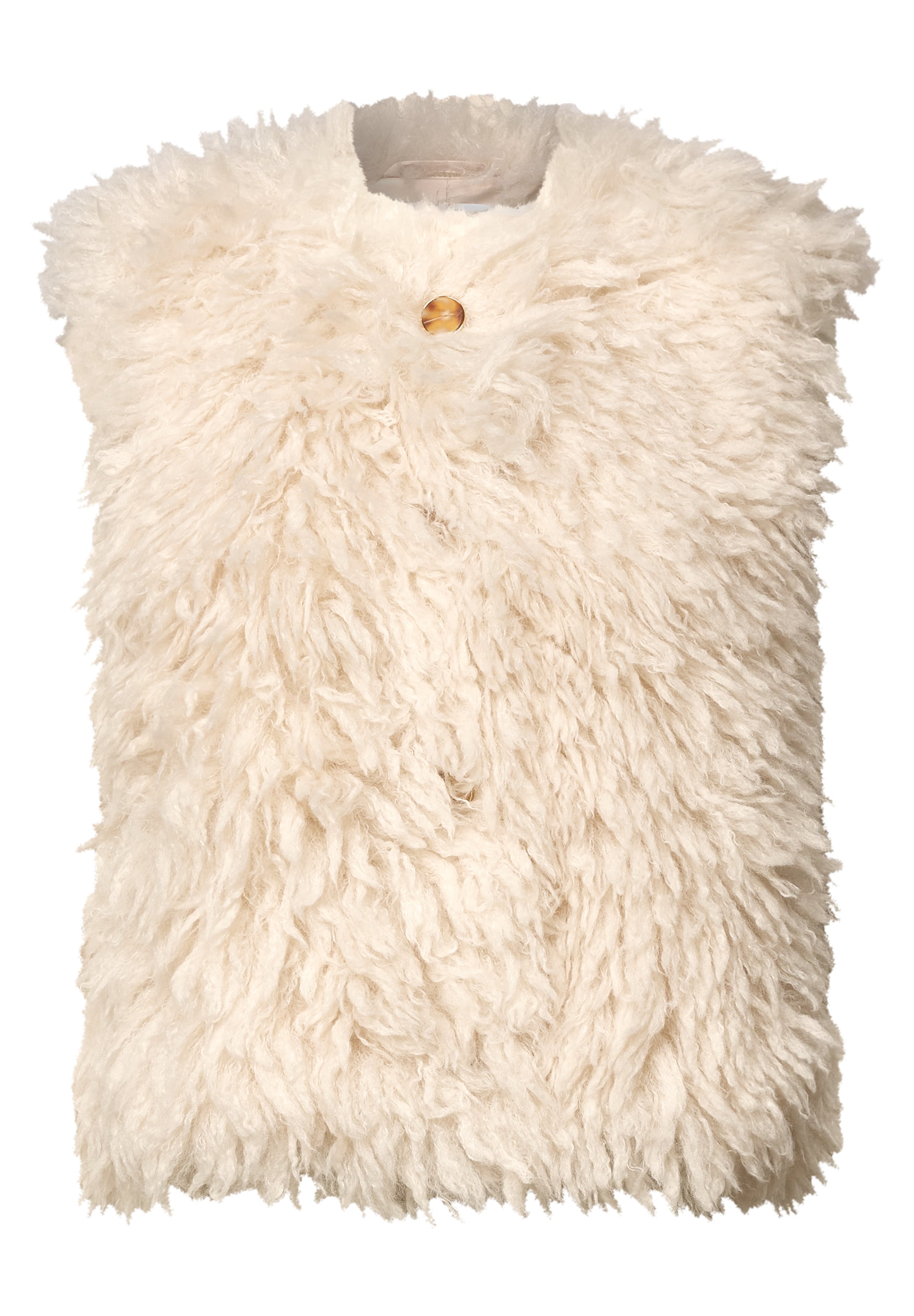 Street One Studio Fake Fur Weste mit Knopfleiste in Beige: Vorderseite