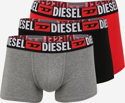 DIESEL Boxershorts in graumeliert / hellrot / schwarz / weiß, Produktansicht
