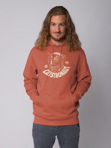 Felpa ' Catstronaut ' di Watapparel in marrone: frontale