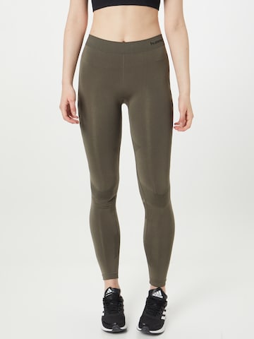 Hummel Skinny Sports trousers 'First' in Green: front