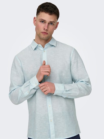 Only & Sons Slim fit Button Up Shirt 'Caide' in Blue