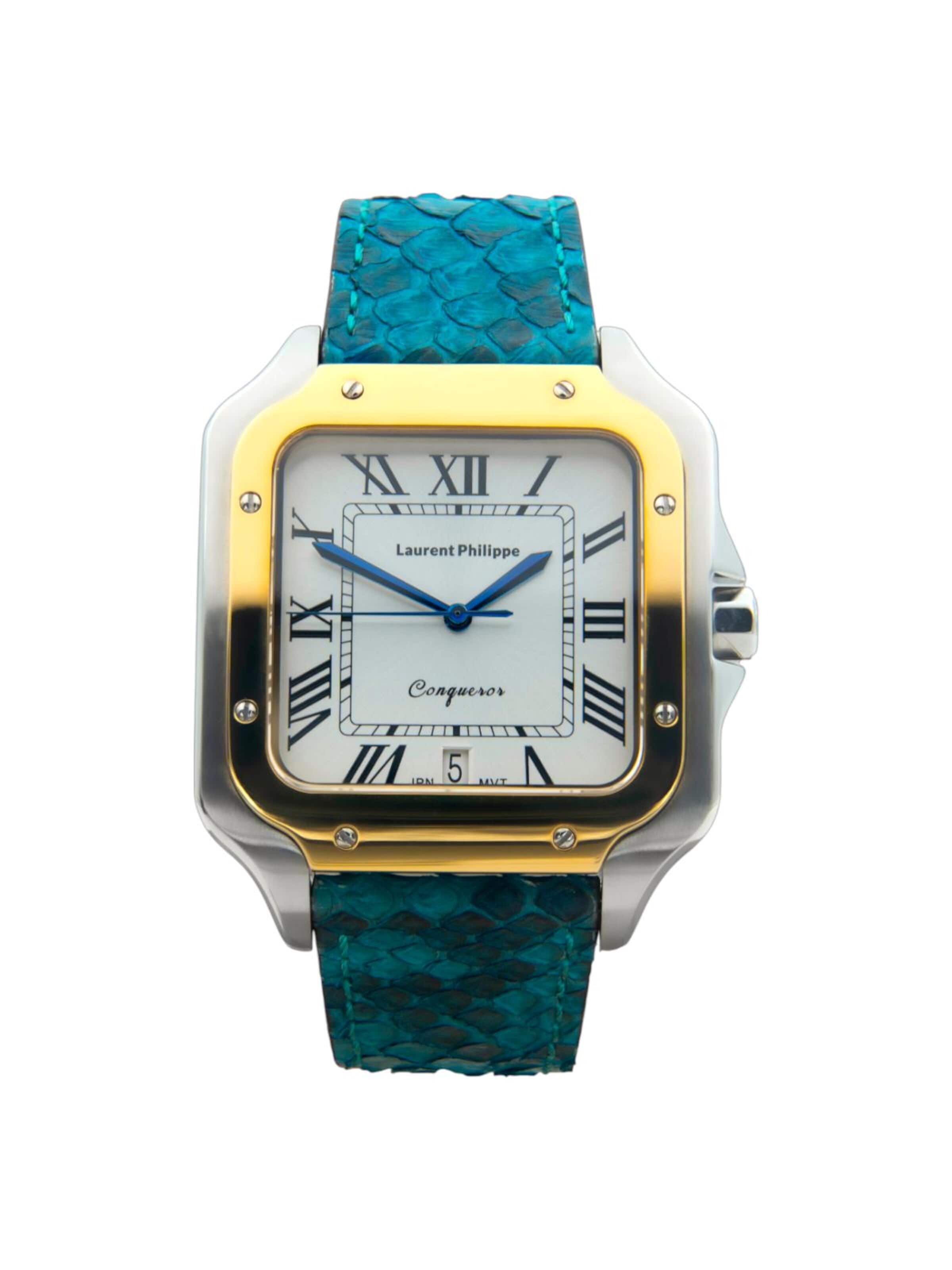 Laurent Philippe Analog watch 'Conqueror Imperial Topaz – Venin Blue' in Blue: front