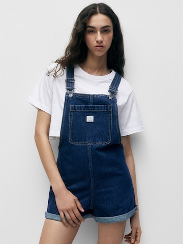 Pull&Bear Regular Latzjeans in Blau