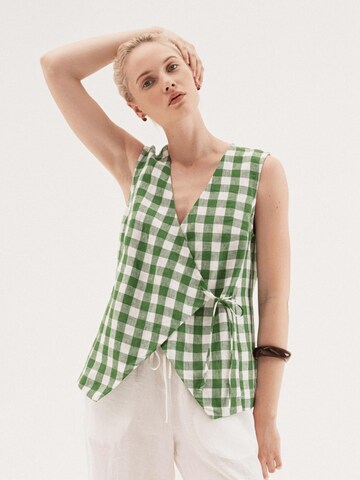 AmourLinen - Top 'Blanca' en verde: frente