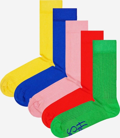 Kojinės iš Happy Socks, spalva – sodri mėlyna („karališka“) / žaliosios citrinos spalva / šviesiai rožinė / šviesiai raudona, Prekių apžvalga