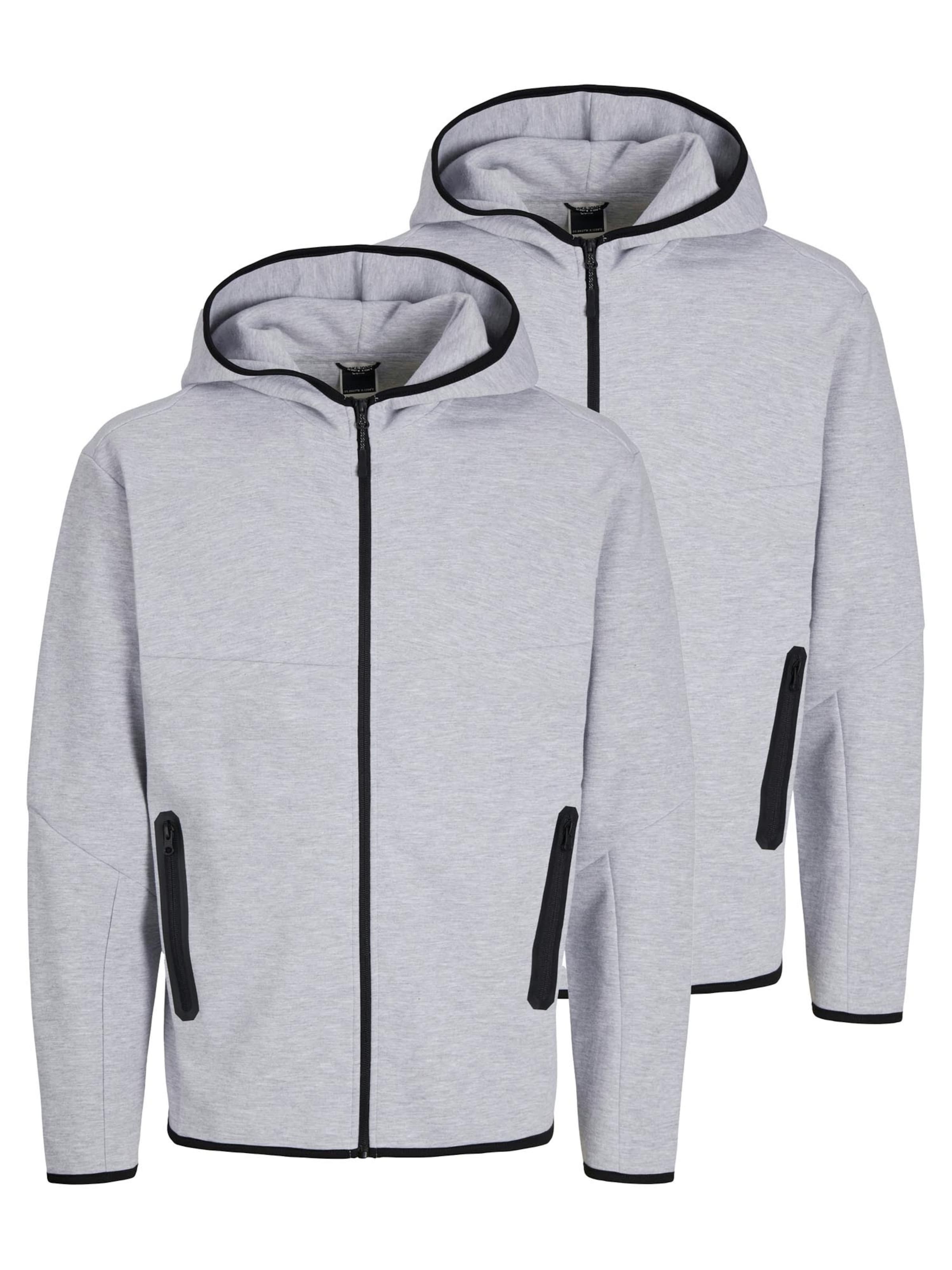 JACK & JONES Sweat jacket 'Fusion' in Grey: front