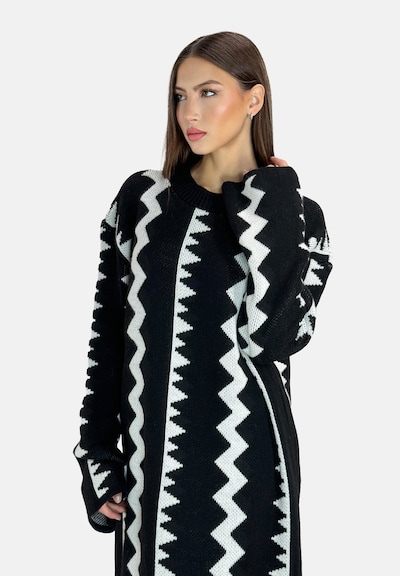 Elara Strickkleid in XS-XL in hellgrau / schwarz, Produktansicht