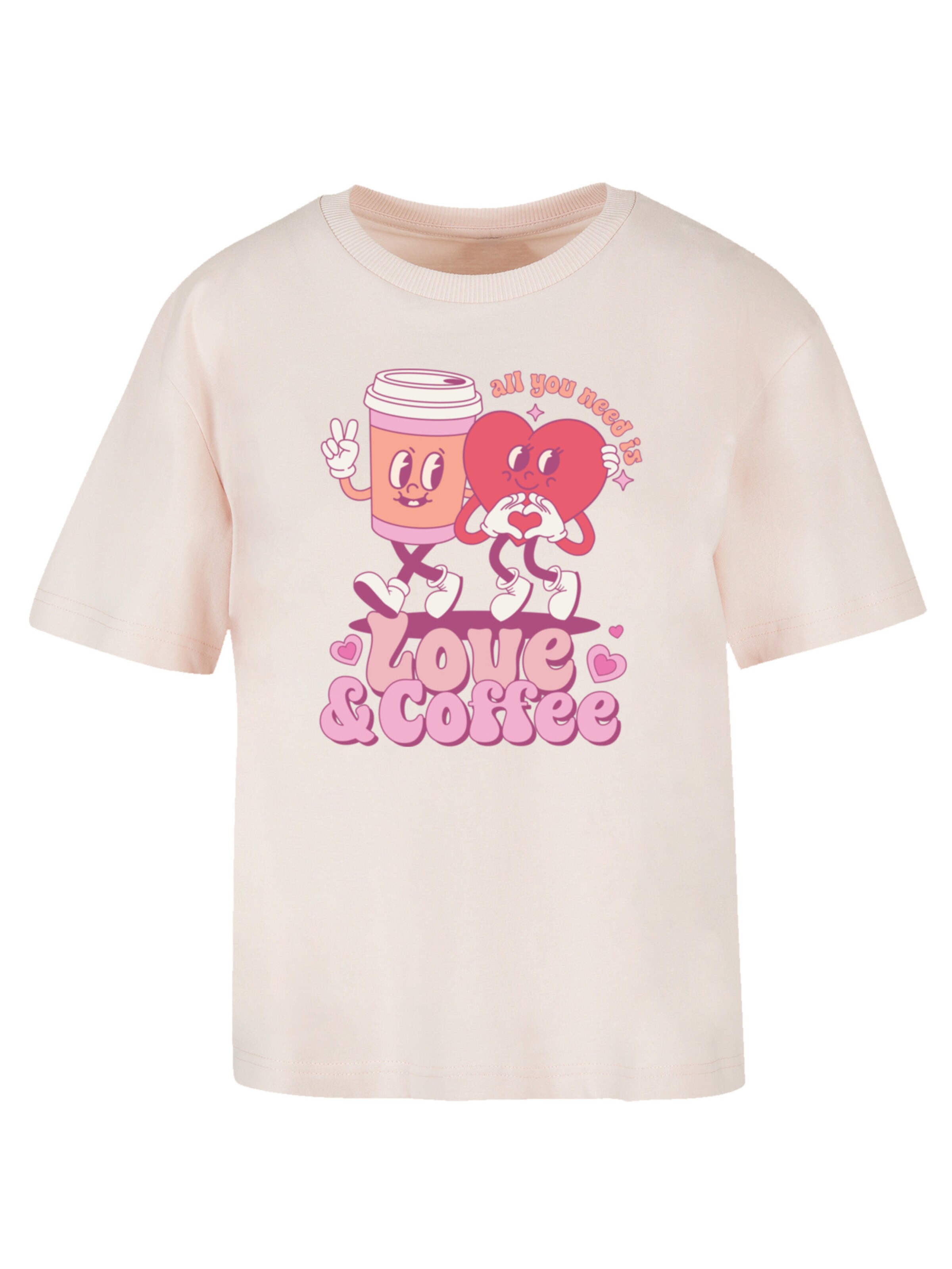 F4NT4STIC Shirt 'Love and Coffe Valentinstag' in Roze: voorkant