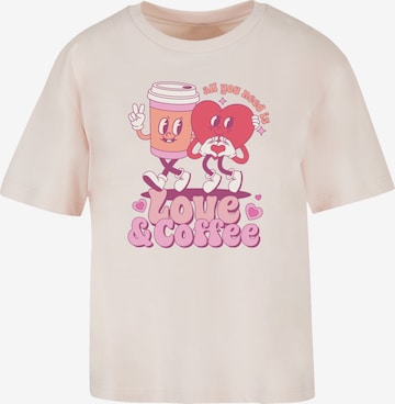 F4NT4STIC Shirt 'Love and Coffe Valentinstag' in Roze: voorkant
