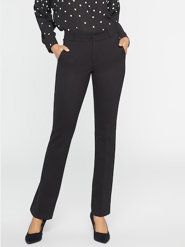 NYDJ Regular Pleated Pants in Black: front