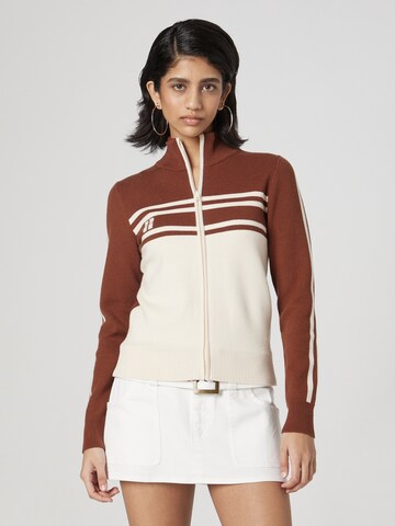 Bella x ABOUT YOU Knit Cardigan 'Janett' in Brown: front