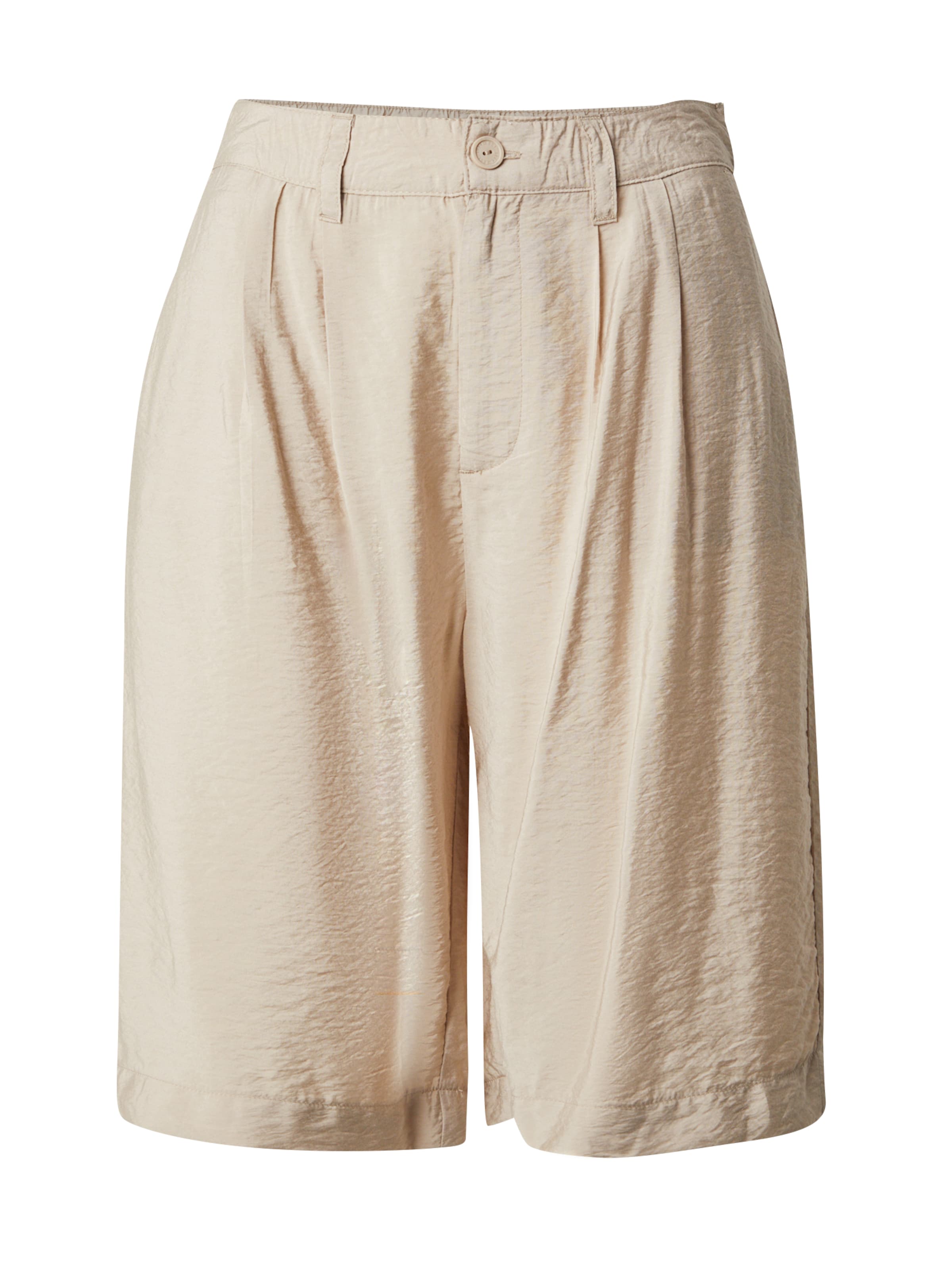 QS Loosefit Bundfaltenhose in Beige: Vorderseite