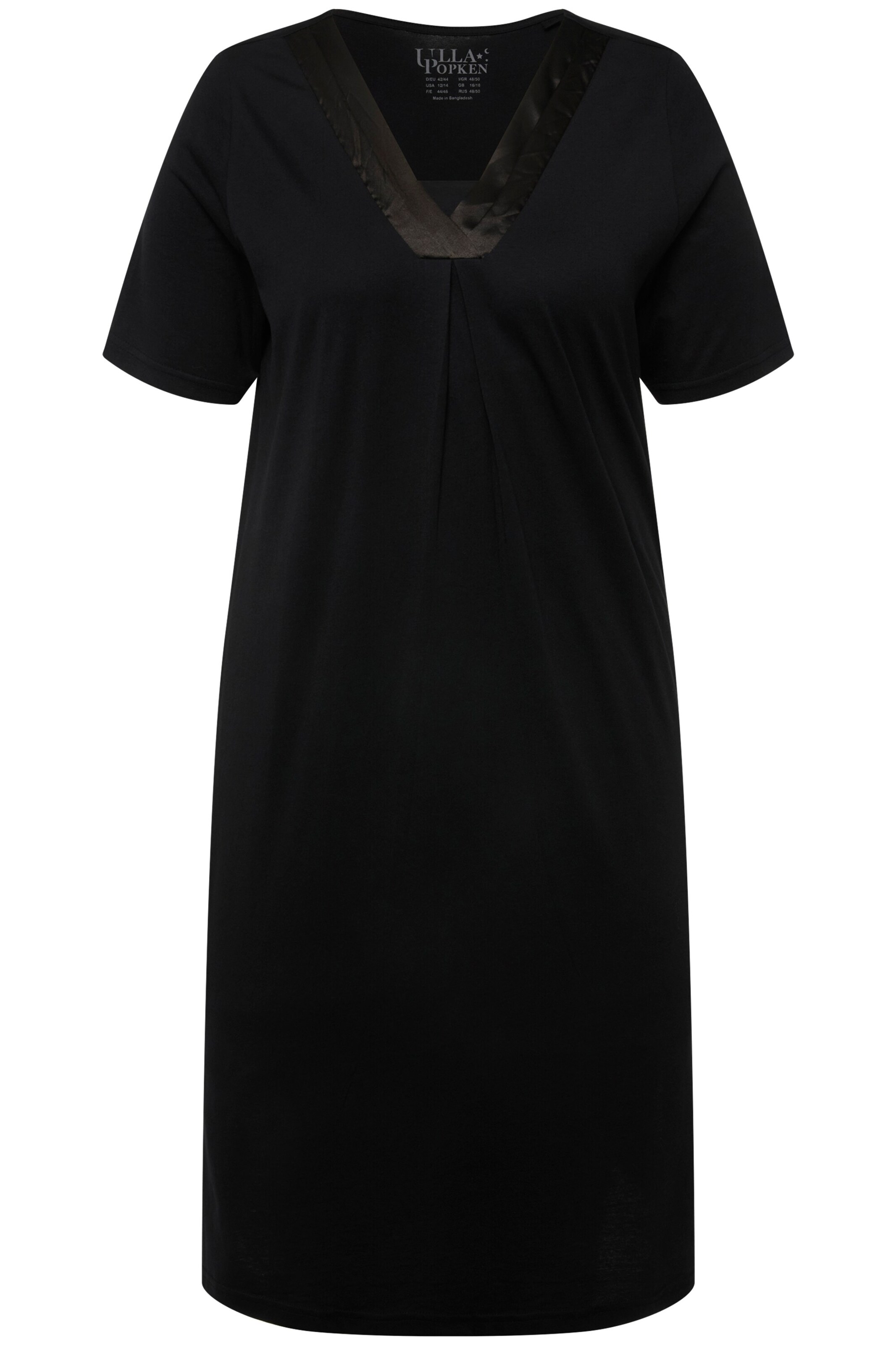 Ulla Popken Nachthemd in Zwart: voorkant