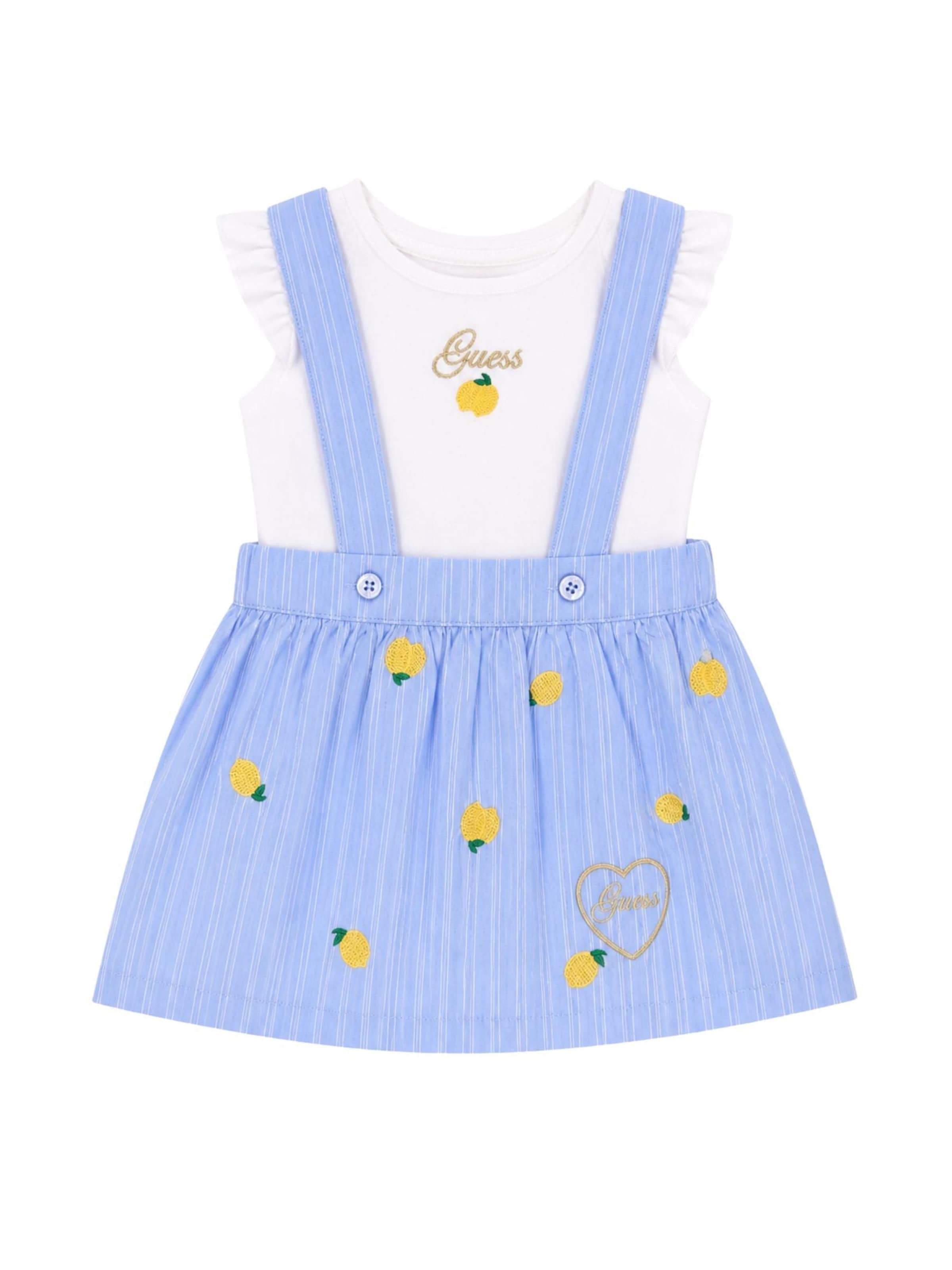 GUESS KIDS Zestaw 'SET SS BODY+POPLIN SKIRTALL' w kolorze niebieski: przód