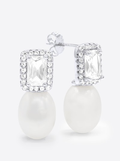 Ateliers Saint Germain Boucles d'oreilles 'Notre Dame' en blanc, Vue avec produit