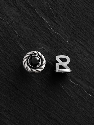 REYTEL Σκουλαρίκι 'REEKS. BLACK STONE' σε ασημί