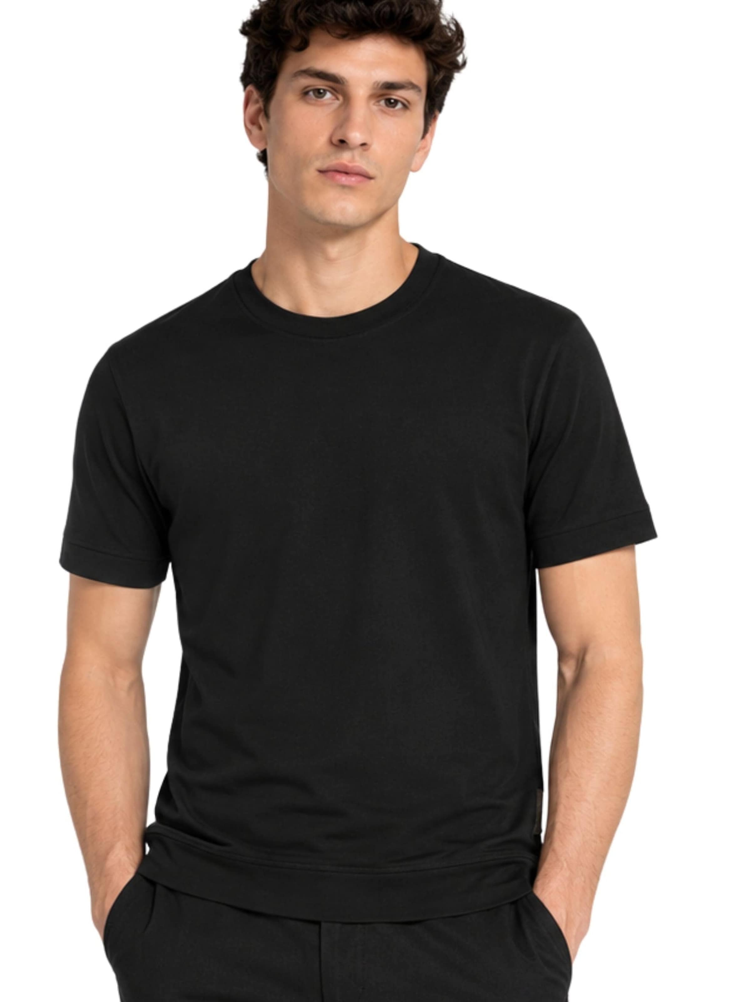 T-Shirt 'Men's Regular Bi-Stretch Cotton Jersey T-Shirt' Paolo Pecora Milano en noir