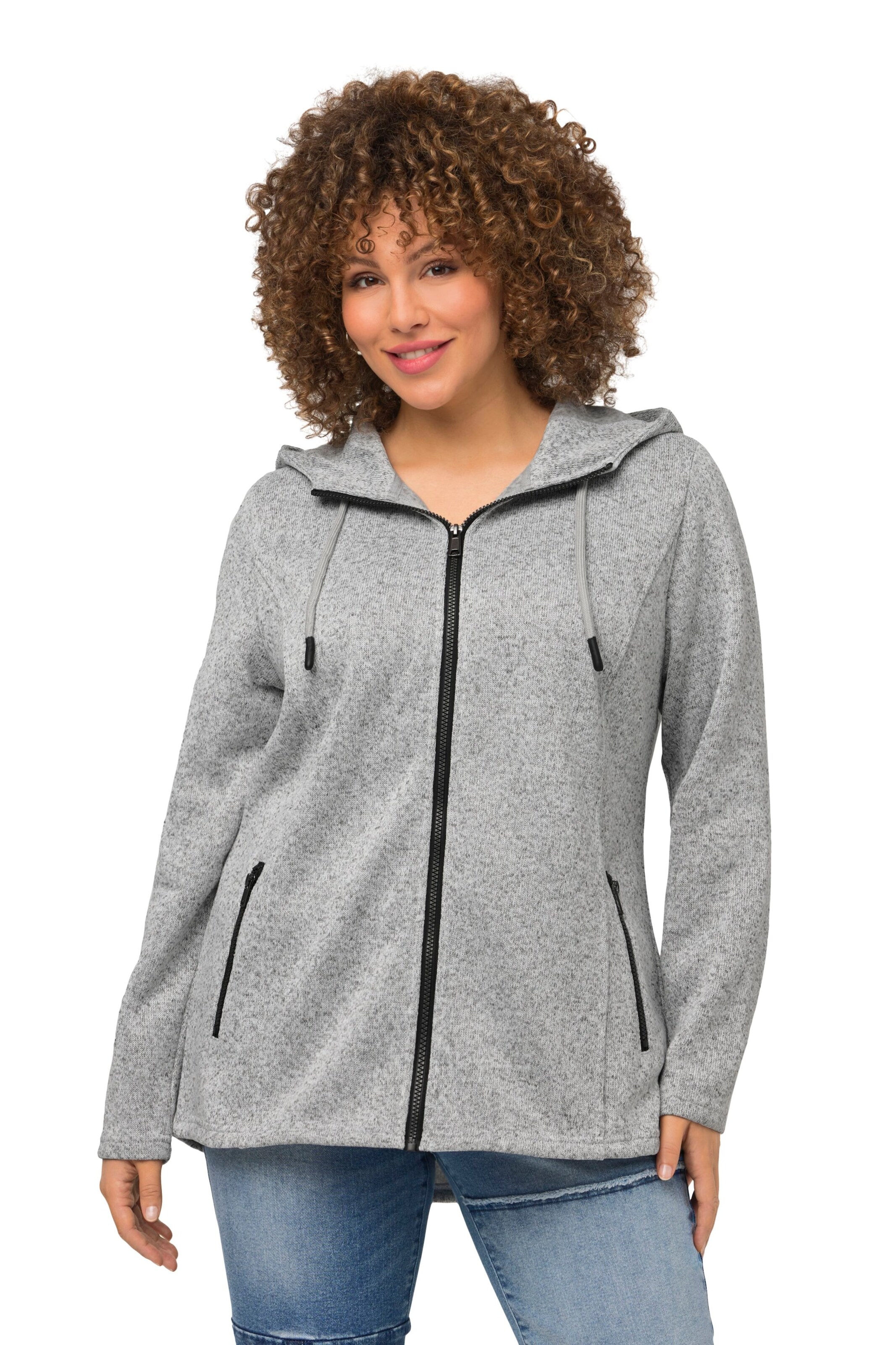 Ulla Popken Sweatjacke in Grau: Vorderseite