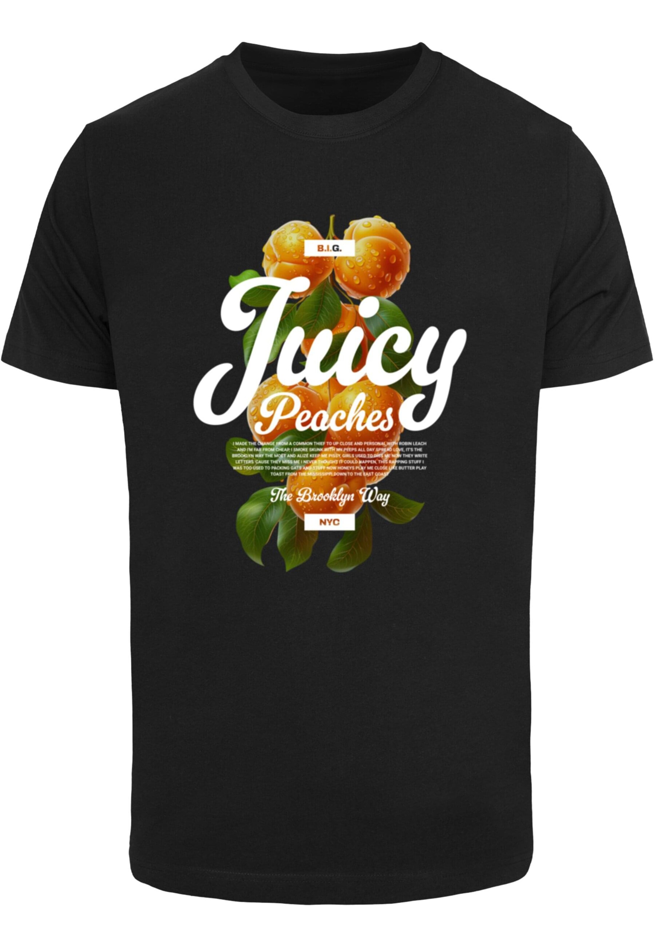 T-Shirt 'Delicious Peaches' Mister Tee en noir : devant