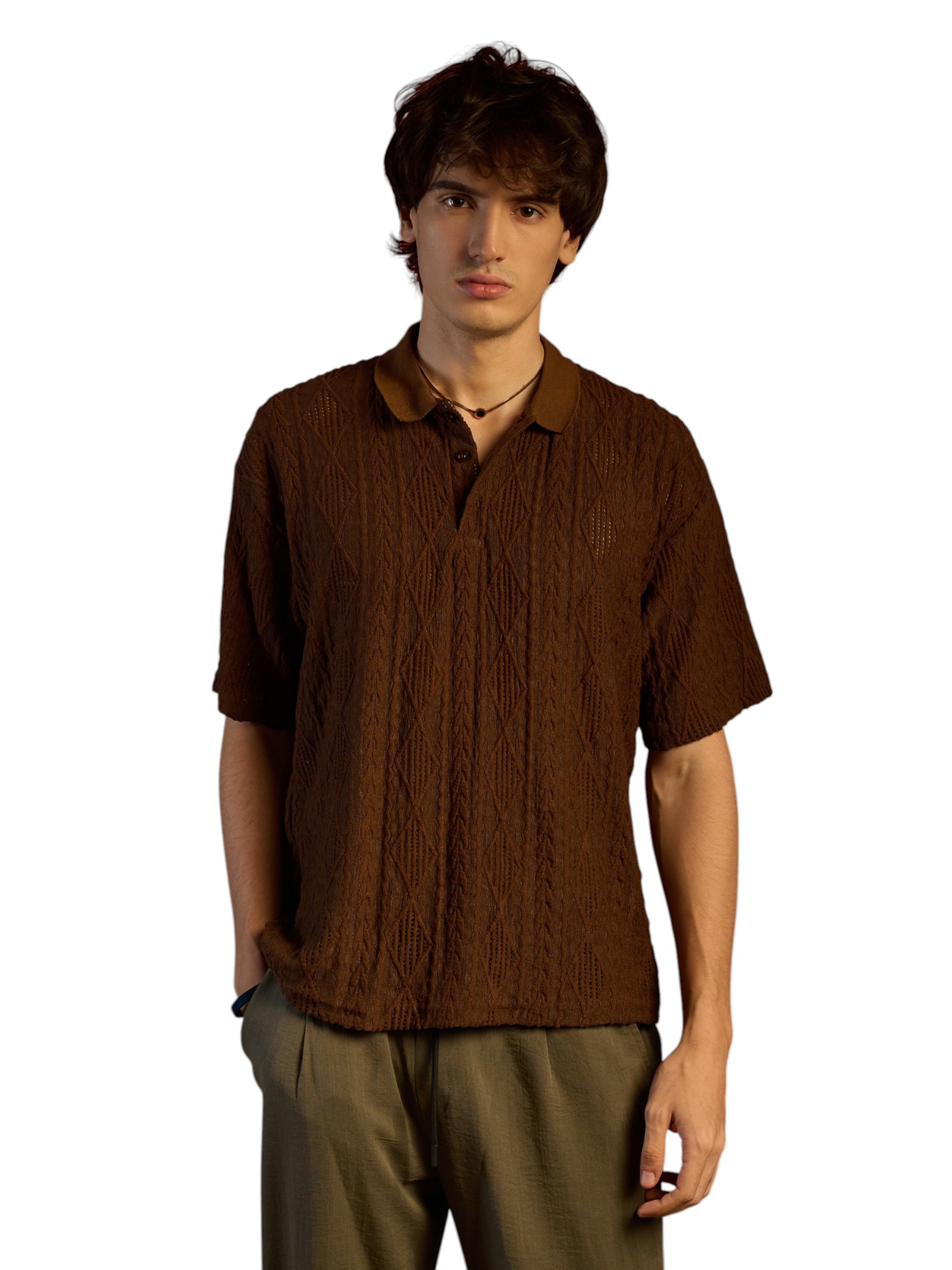 Campus Sutra Shirt in Brown: front