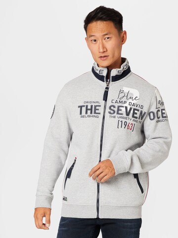 CAMP DAVID Zip-Up Hoodie 'Ocean´s Seven II' in Grey: front